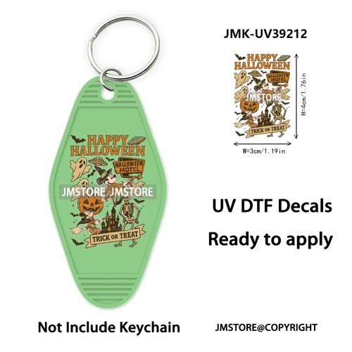 Horror Pumpkin Halloween Cartoon UV DTF Motel Keychain Decal Ready To Ship Durable Transfer Stickers Prints For Hotel Keychain