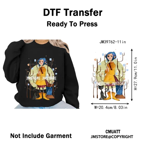 Scary Cartoon Halloween Horror Movies Trick Or Treat Logo Iron on DTF Washable Transfer Sticker Ready to Press for T-shirts Bags