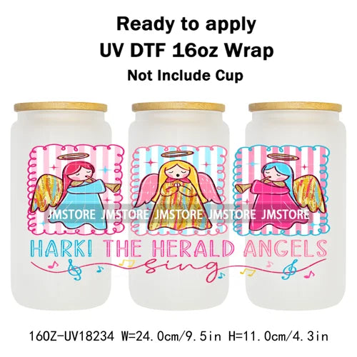 Holly Jolly Christmas Jesus Christian UV DTF Stickers Ready To Apply Cup Wrap Custom Labels DIY Craft For Libbey Glass Can Mugs