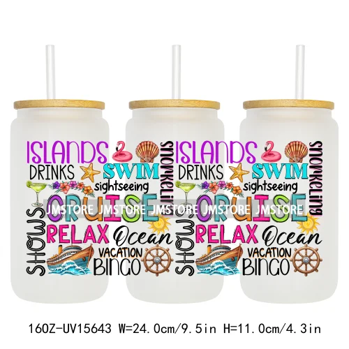 Coquette Bow Florida Softgirl Summer Trip  UV DTF Wraps Transfer Sticker Custom High Quality For 16OZ Libbey Glass Can Tumbler