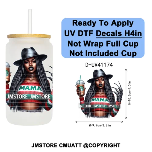Bad Mama Killers Mom Halloween UV DTF Decals Ready To Apply Waterproof Transfer Stickers DIY Crafts For 16OZ Libbey Glass Can
