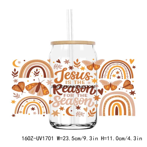 Christian Faith Jesus 16OZ UV DTF Cup Wrap Transfers Stickers Custom Labels DIY Durable Waterproof Logo For Libbey Glass Can