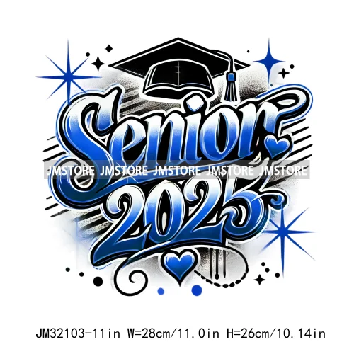 Fashion Senior 2025 Proud Graduate High School Spirit Iron On DTF Transfers Stickers Ready To Press For Sweatshirts Bags