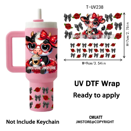 Concha Mexican Culture Cartoon Cow UV DTF Mini Tumbler Keychain Wraps Ready To Apply Transfer Stickers Prints Waterproof Decals
