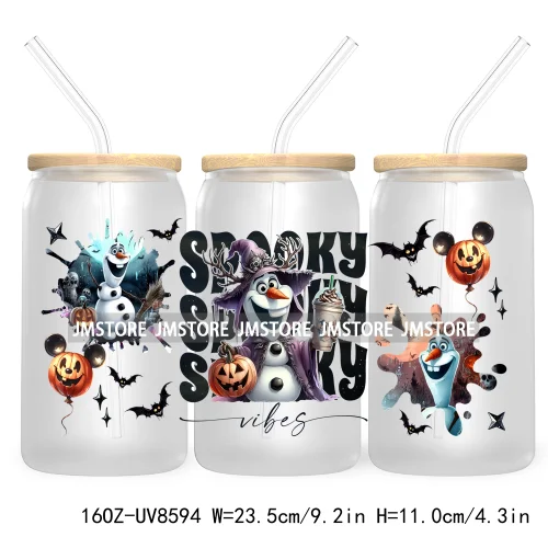 Spooky Vibes Halloween Princess 16OZ UV DTF Cup Wrap Transfer Stickers Custom Label Durable Waterproof Logo For Libbey Glass Can