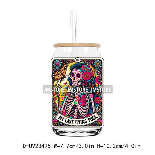 Snarky Tarot Card Skeleton Skull Mom UV DTF Transfer Stickers Decals For Libbey Cold Cups Mugs Tumbler Waterproof DIY Craft Logo