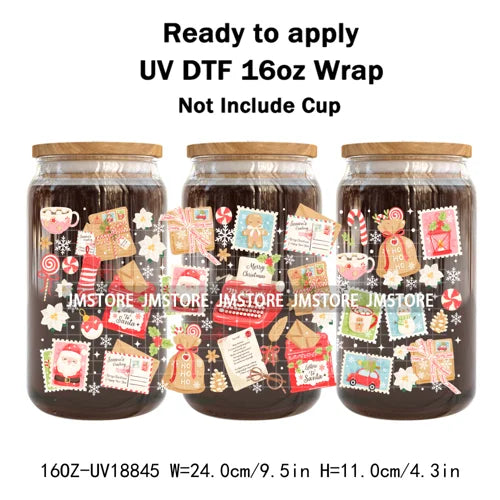 Coquette Bow Christmas Cozy Winter UV DTF Stickers Ready To Apply Cup Wrap Durable Custom Prints DIY Craft For Libbey Can Glass