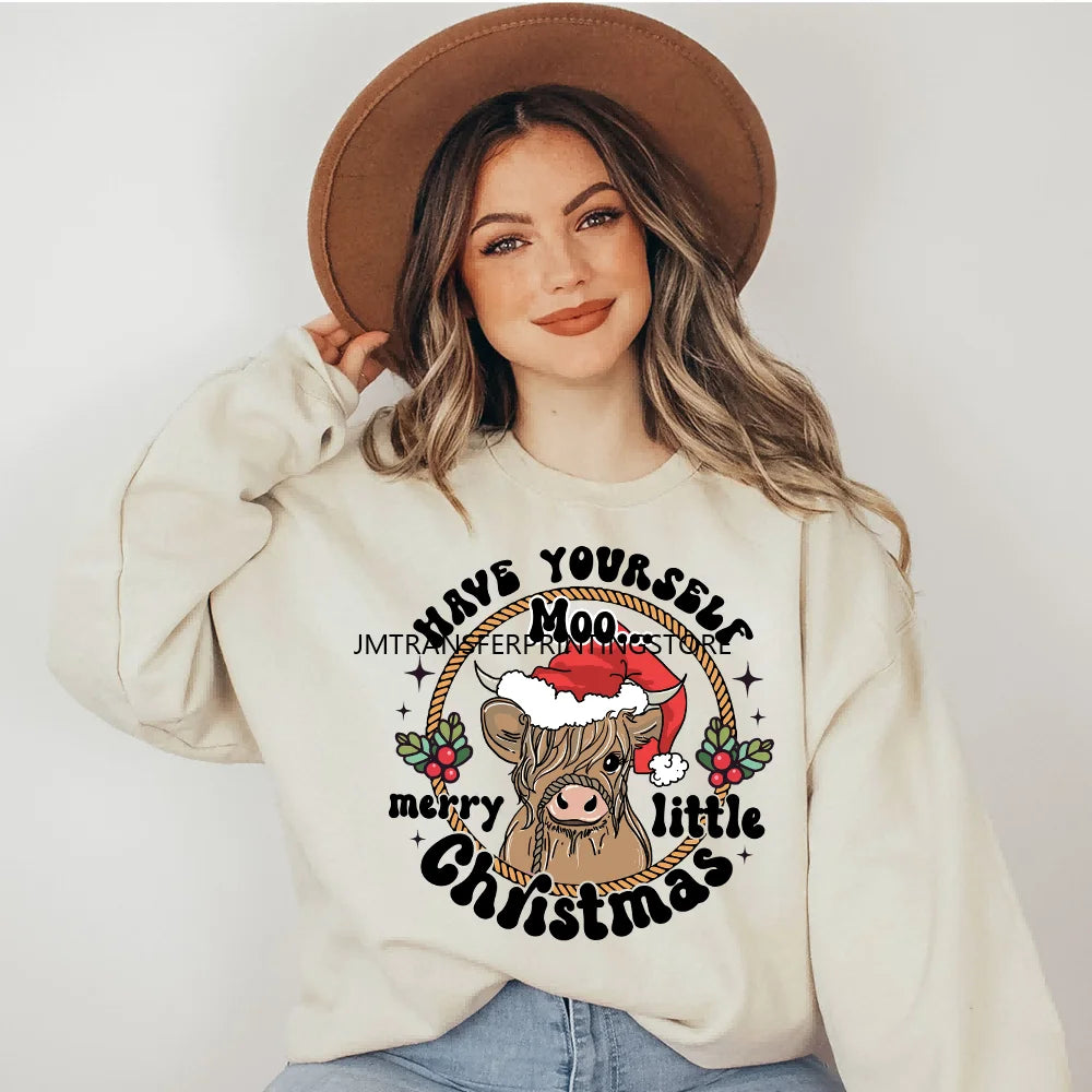 Cute Santa Kpop Inspired Movie Character Merry Christmas Holly Iron on DTF Washable Transfer Stickers Ready to Press for Textile