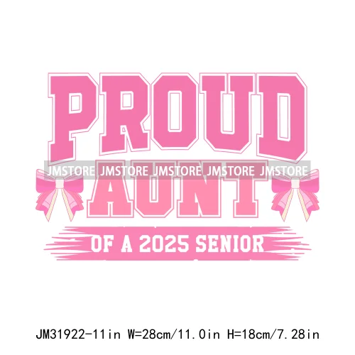 New High School Pink Senior 2025 Grad Squad 2k25 Senior Year Coquette Iron On DTF Transfers Stickers Ready To Press For Hoodies