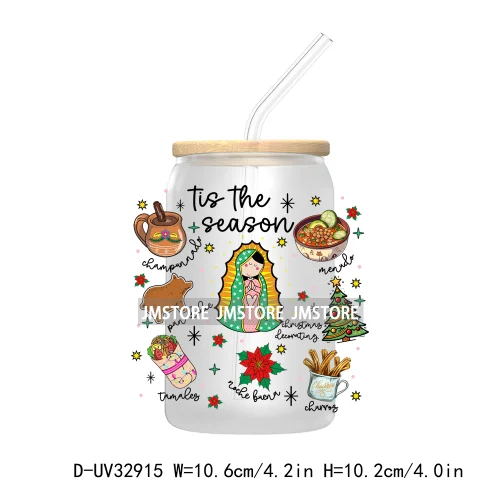 Feliz Navidad Gingerbread Mexican Christmas UV DTF Transfer Stickers Decals For Libbey Cold Cup Mug Tumbler Pan Dulce Pantasmas