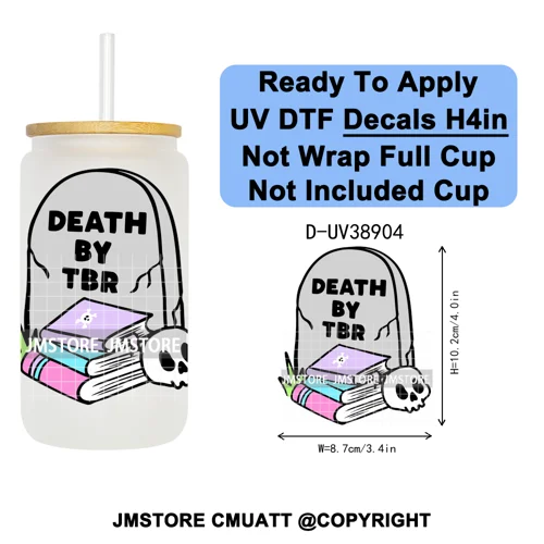 Fantasy Book Lover Gifts Positive Quotes UV DTF Decals Ready To Apply Waterproof Transfer Stickers For 16OZ Libbey Glass Can Cup
