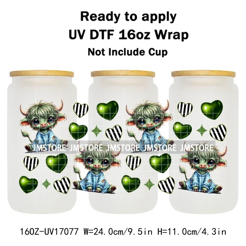 Highland Cow Horror Killer Halloween UV DTF Stickers Ready To Apply Cup Wrap Custom Labels DIY Craft For 16OZ Libbey Can Glass