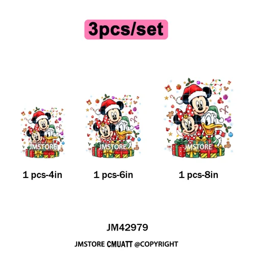 Very Merry Christmas Party Cartoon Princess Kids Friends Winter Gifts Iron on DTF Transfers Stickers Ready to Press for Textiles