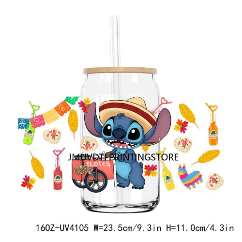 Cartoon Baby Princess 16OZ UV DTF Cup Wrap Transfers Sticker Custom Label DIY Waterproof Logo For Libbey Glass Can Latin Culture