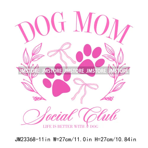 Cool Moms Self Love Club Dog Cat Mom Stuff Vibes Iced Coffee Social Club Coquette Bow Bookish DTF Transfer Stickers For Clothes