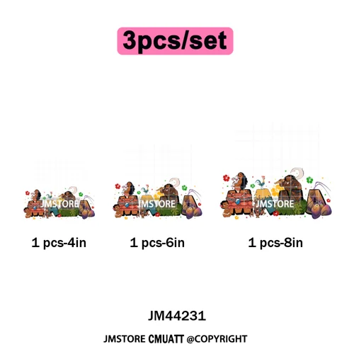 Cartoon Mama Princess Happy Mother's Day Family Vacation Iron on Washable DTF Heat Transfers Stickers Ready to Press for Hoodies