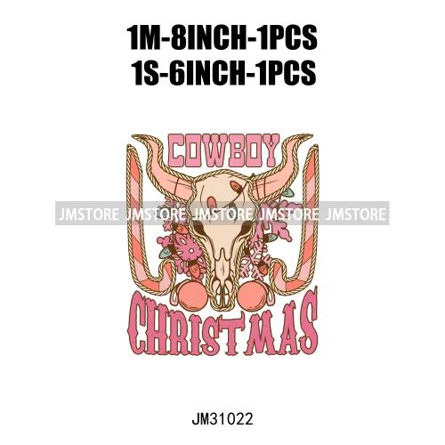 Retro Western Howdy Cowboy Santa Snowmies Cactus Merry Christmas Iron On DTF Transfers Stickers Ready To Press For Clothing