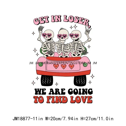 Hot All You Need Is Love Clouds Of Love Rose And Red Inside I'm Dead Skeleton Happy Valentines DTF Transfer Stickers For Clothes