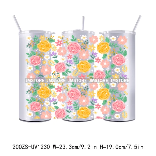 Coquette Bow Flowers Book Lover UV DTF Tumbler Wraps Durable Ready To Apply Transfer Stickers For 20OZ Straight Skinny Tumblers