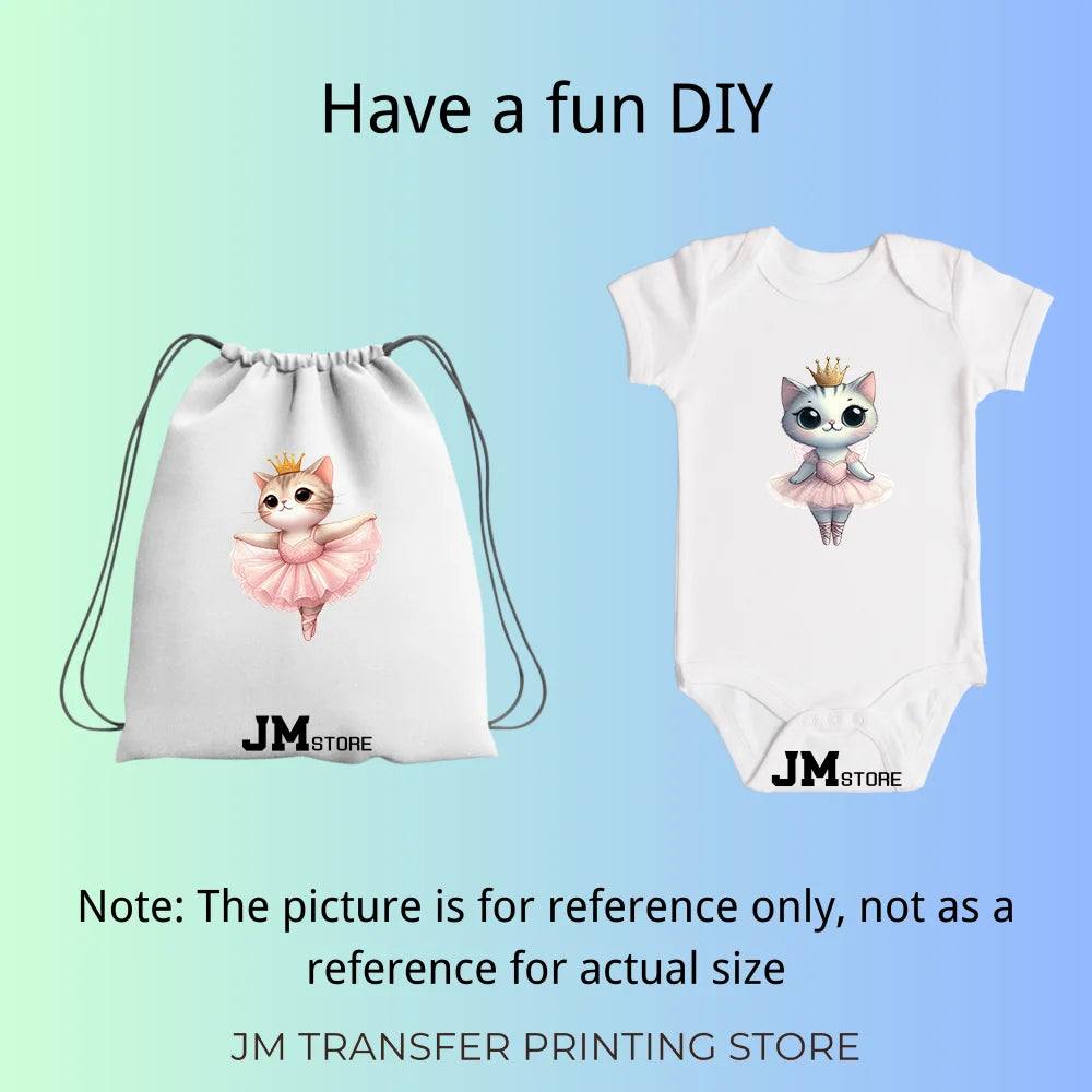 15cm 5.9in Kid Dancing Cats Animal Squirrel Iron On Transfer Sticker For Clothes Printed Thermal Applique Washable T-Shirt Decal