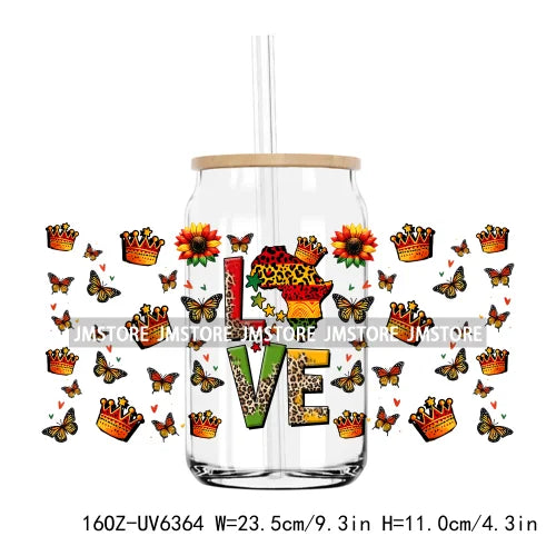 1865 Vibes Juneteenth Sunflower 16OZ UV DTF Cup Wrap Transfer Stickers Custom Label Durable Waterproof Logo For Libbey Glass Can