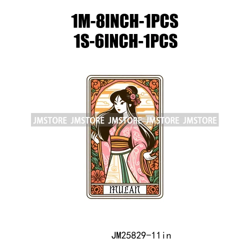 Cute Cartoon Animal Princess Characters Halloween Tarot Cards DTF Iron On Transfers Stickers Ready To Press For T-shirt Bags