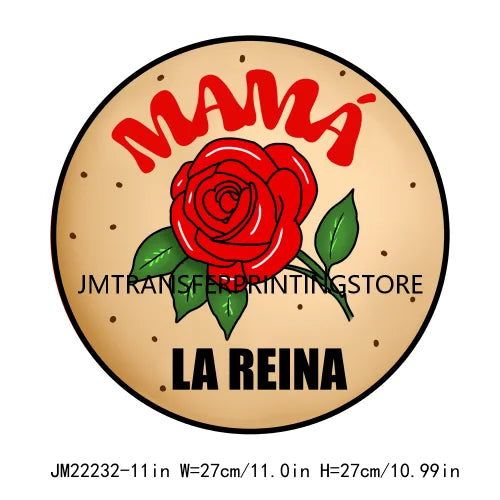 No Malas Vibras Allowed Latina Chicano Conchas Mom Cartoon Girls Mama La Reina Mexican DTF Transfer Stickers For Sweatshirt