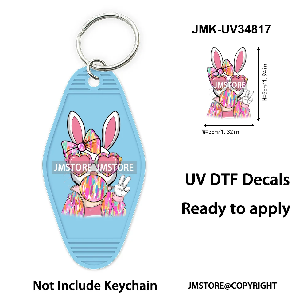 Cotton Tail Coffee Club Coquette Easter Bunny Eggs Trendy Easter Religious WaterProof UV DTF Sticker For Motel Hotel Keychain