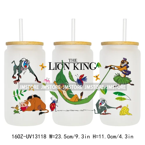 Cartoon Lion Magic King UV DTF Wraps Transfer Sticker Selfadhesive Waterproof High Quality For 16OZ Libbey Glass Can Tumbler