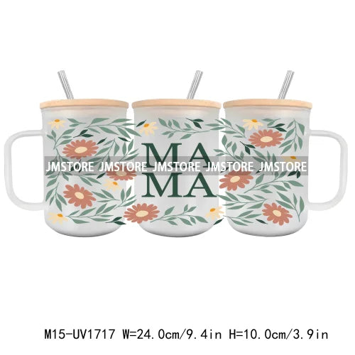 Mama Mommy Mom Bruh UV DTF Sticker For 15OZ Mug Libbey Glass Cup Can Wrap Transfer Stickers Custom Labels DIY Logo Mother's Day