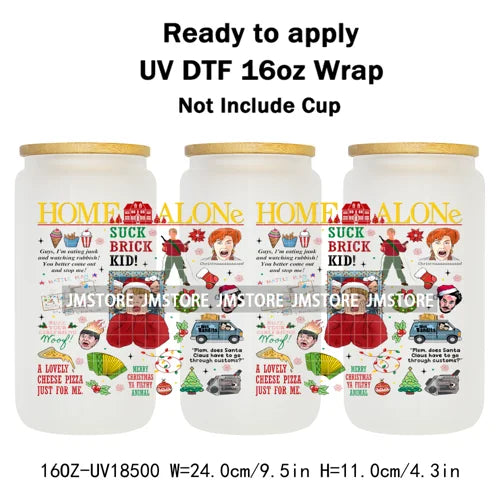 Retro Christmas Movie Character UV DTF Cup Wrap Ready To Apply Transfer Stickers Durable 16OZ Tumbler Wraps For Libbey Glass Can
