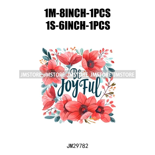 Floral Christian Jesus Praise God Religious Bible Verse Motivational Quotes Iron On DTF Heat Press Transfer Stickers For Clothes