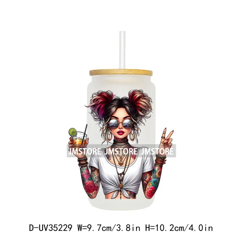 Funny Sarcastic Woman Sassy Girl UV DTF Transfer Stickers Decals Ready To Apply Waterproof For 16OZ Libbey Glass Can Cup Tumbler