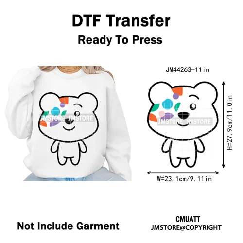 Cute Cartoon Bear Children in Need Charity Raising Kids Iron on Washable DTF Heat Transfers Stickers Ready to Press for Textiles