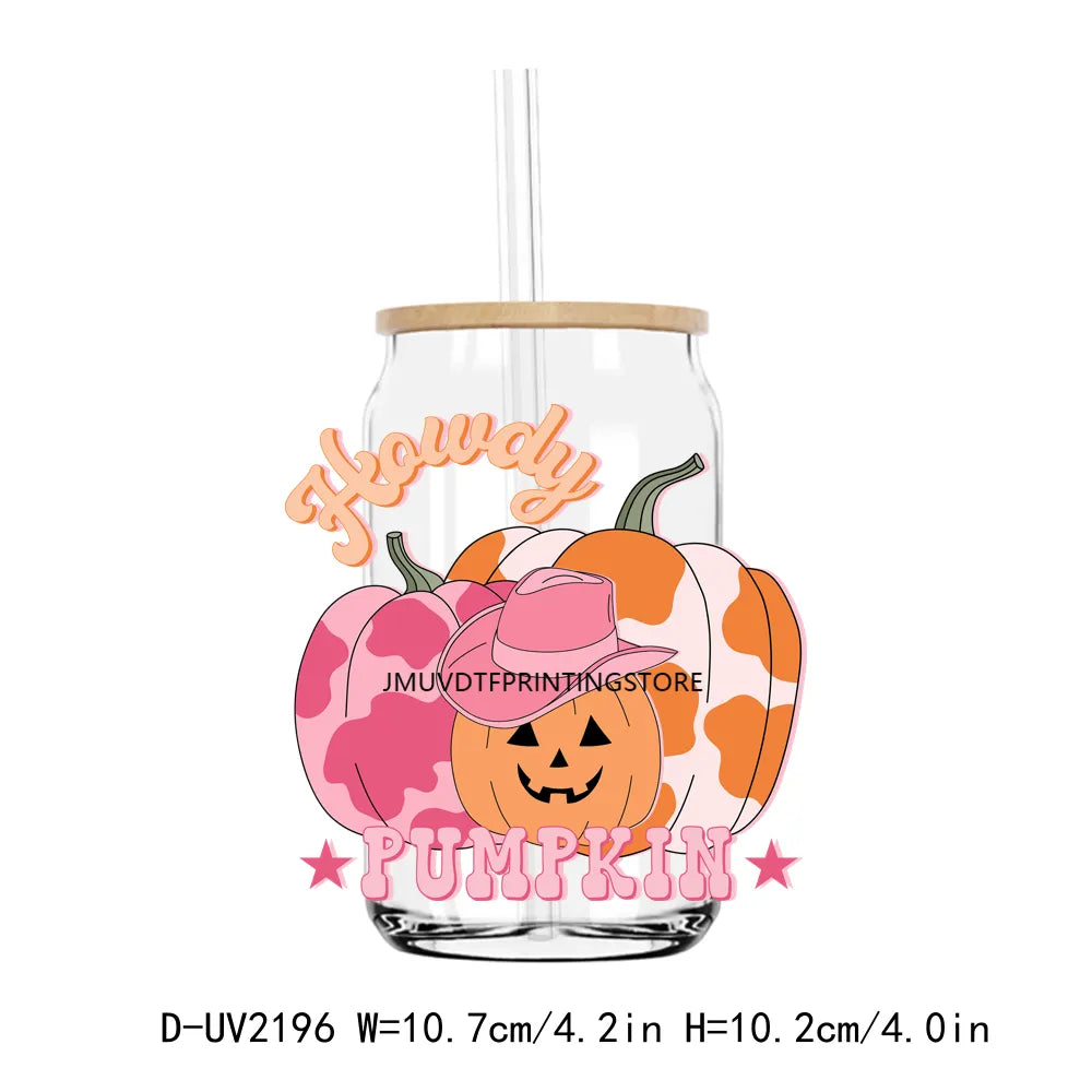 Howdy Pumpkin Boo Haw Halloween Momster UV DTF Transfers Stickers Decals For Libbey Cold Cups Mugs Tumbler Waterproof DIY Craft