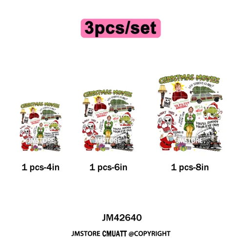 Retro Coquette Bows Holiday Christmas Movie Cartoon Kids Lover Iron on DTF Washable Transfer Stickers Ready to Press for Garment
