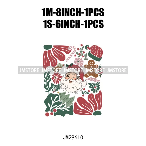 Merry And Bright Howdy Christmas Floral Santa Coquette Bow Tree Book Love Iron On DTF Heat Press Transfer Stickers For Clothes