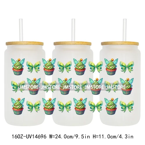 Coquette Bow Cake Princess UV DTF Wraps Transfer Sticker Selfadhesive Waterproof High Quality For 16OZ Libbey Glass Can Tumbler