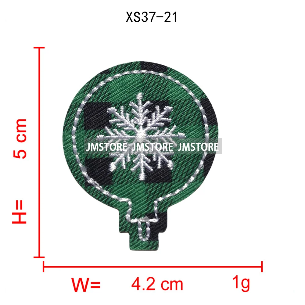 Red Checkered Christmas Icons Cozy Winter Season Lover Festive Decoration Embroidery Appliques Iron on Patches for Clothes Bags