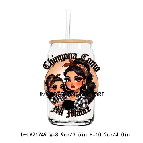 Chicano Latina Mexican Mama Daughter Son UV DTF Transfers Stickers Decals For Libbey Cold Cups Mugs Tumbler Waterproof DIY Logo