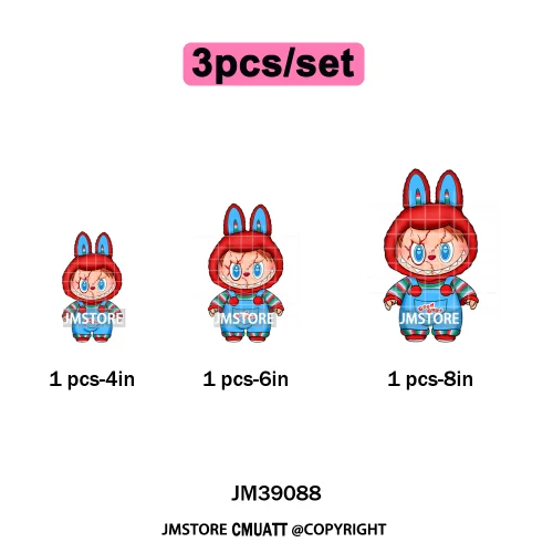 Horror Movie Character Cartoon Dolls Halloween Printing Iron on DTF Washable Transfers Stickers Ready to Press for Clothes Bags