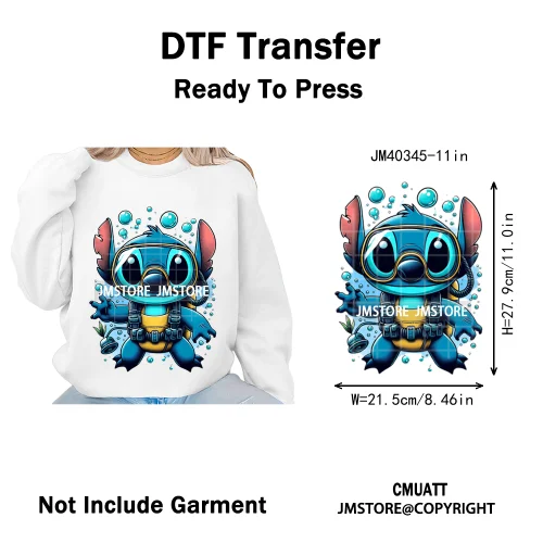 Trendy Cartoon Animal Characters Lover Cold Peel Logos Iron on DTF Washable Transfers Stickers Ready to Press for Hoodies Bags