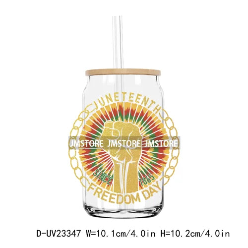 Afro Girl Woman Juneteenth 1865 Black History UV DTF Transfers Stickers Decals For Libbey Cold Cups Mugs Tumbler Waterproof Logo