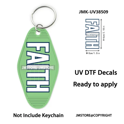 Christian Bible Jesus Faith Letters UV DTF Motel Keychain Decals Ready To Ship Custom Transfer Stickers Print For Hotel Keychain