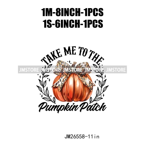 Fall Floral Coquette Bow Religious Jesus Autumn Girly Take Me To Pumpkin Patch DTF Iron On Transfers Stickers For T-shirt Bags