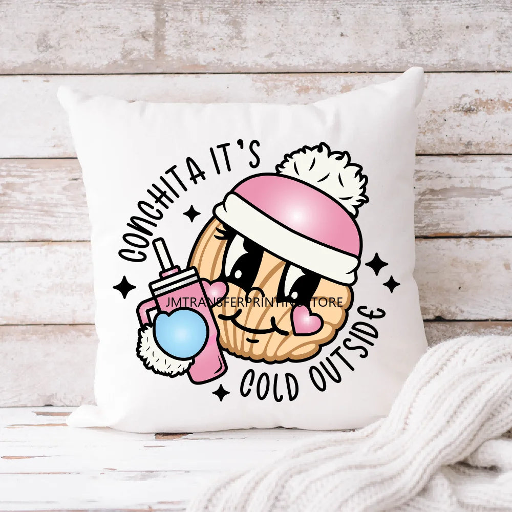 Pink Pop Christmas Character With Sunglasses Blowing Bubble Coffee Gift Iron On DTF Transfer Stickers Ready To Press For Hoodies