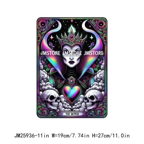 Custom Horror Halloween Emperor Empress Witch Skull Tarot Card Decals DTF Iron On Transfers Stickers Ready To Press For Clothing