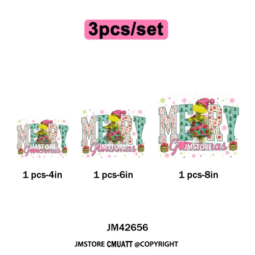 Magical Cartoon Girly Christmas Season Coquette Xmas Holiday Iron on DTF Washable Transfers Stickers Ready to Press for Textiles