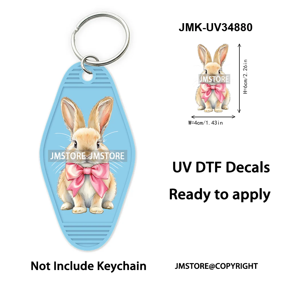 He is Risen Spring Easter Bunny Eggs Custom Logo WaterProof UV DTF Stickers For Motel Hotel Keychain Christian Easter Coquette