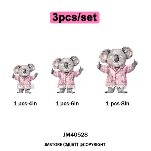 Cute Nursery Sleepy Baby Safari Jungle Animals in Pajamas Love Iron on DTF Washable Transfers Sticker Ready to Press for Clothes
